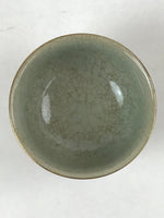 Japanese Yunomi Porcelain Teacup Vtg Crackle Glaze Light Green Pottery TC370