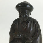 Anticque Japanese Old Lady Figurine Vtg Clay Doll Ornament Okimono BD815