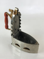 Antique C1900 Japanese Charcoal Sad Cloth Iron Gold Rooster Wood Handle JK440