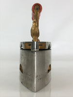 Antique C1900 Japanese Charcoal Sad Cloth Iron Gold Rooster Wood Handle JK440