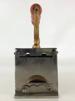 Antique C1900 Japanese Charcoal Sad Cloth Iron Gold Rooster Wood Handle JK440