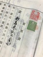 Antique C1912 Japanese House Purchase Certificate Meiji Period Paper P304