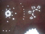 Antique Japanese Meiji Era Katagami Kimono Stencili Flower Brown Katazome C217