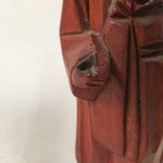 Chinese Wooden Statue Vtg Old Wise Man Beard Stick Cane Brown BD553