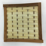 Japanese Bamboo Craft Drink Saucer 4pc Set Vtg Chataku Coaster Brown UR537