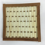 Japanese Bamboo Craft Drink Saucer 4pc Set Vtg Chataku Coaster Brown UR537