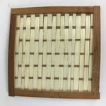 Japanese Bamboo Craft Drink Saucer 4pc Set Vtg Chataku Coaster Brown UR537