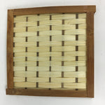 Japanese Bamboo Craft Drink Saucer 4pc Set Vtg Chataku Coaster Brown UR537