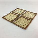 Japanese Bamboo Craft Drink Saucer 4pc Set Vtg Chataku Coaster Brown UR537