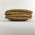 Japanese Bamboo Drink Saucer 4pc Set Vtg Chataku Coaster Brown UR723