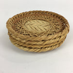 Japanese Bamboo Drink Saucer 4pc Set Vtg Chataku Coaster Brown UR723