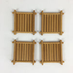 Japanese Bamboo Drink Saucer 5pc Set Vtg Chataku Coaster Brown UR722