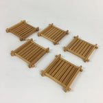 Japanese Bamboo Drink Saucer 5pc Set Vtg Chataku Coaster Brown UR722