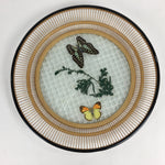 Japanese Bamboo Work Plate Tray Vtg Butterfly See-through Round Shape FL10