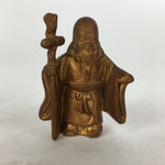 Japanese Brass 7 Lucky Gods Statue Fukurokuju Vtg Golden Figurine Okimono BD714