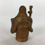 Japanese Brass 7 Lucky Gods Statue Fukurokuju Vtg Golden Figurine Okimono BD714