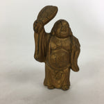 Japanese Brass 7 Lucky Gods Statue Hotei Vtg Golden Figurine Okimono BD711