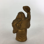 Japanese Brass 7 Lucky Gods Statue Hotei Vtg Golden Figurine Okimono BD711