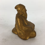 Japanese Brass 7 Lucky Gods Statue Jurojin Vtg Golden Figurine Okimono BD713