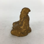 Japanese Brass 7 Lucky Gods Statue Jurojin Vtg Golden Figurine Okimono BD716
