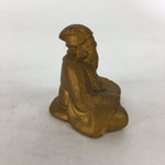 Japanese Brass 7 Lucky Gods Statue Jurojin Vtg Golden Figurine Okimono BD716