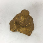 Japanese Brass 7 Lucky Gods Statue Jurojin Vtg Golden Figurine Okimono BD716