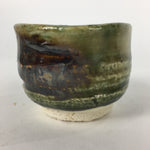 Japanese Ceramic Oribe Ware Sake Cup Vtg Guinomi Ochoko Green Glaze GU969