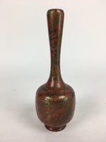 Japanese Copper Flower Vase Vtg Metal Kabin Ikebana Arrangement Red FV956