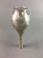 Japanese Flower Vase Vtg Cast Metal Kabin Ikebana Silver Long Crane Neck FV838