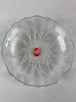 Japanese Glass Clear Bowl Salad Plate Vtg Kamei Glass Kunugi Leaves Garasu Bachi
