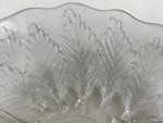 Japanese Glass Clear Bowl Salad Plate Vtg Kamei Glass Kunugi Leaves Garasu Bachi