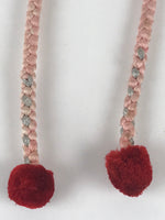 Japanese Haori Himo Ties Kimono Jacket Vtg Kimono Accessory Silk Pink Red OJ190