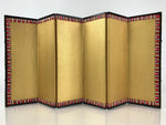 Japanese Hina Doll Miniature Furniture Vtg Gold Folding Screen Panel Byobu ID476