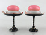 Japanese Hina Doll Round Rice Cake Offering Stand High Cup 2 pc Set Vtg Mochi ID