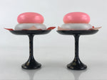 Japanese Hina Doll Round Rice Cake Offering Stand High Cup 2 pc Set Vtg Mochi ID