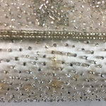 Japanese Kimono Clutch Bag Fabric Silver Beads Floral Design Purse Mirror KB7