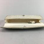 Japanese Kimono Clutch Bag Fabric Silver Beads Floral Design Purse Mirror KB7