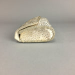 Japanese Kimono Clutch Bag Fabric Silver Beads Floral Design Purse Mirror KB7