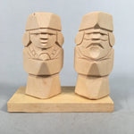 Japanese Kokeshi Wooden Doll 2pc Vtg Figurine Ainu Carving Set KF548