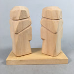 Japanese Kokeshi Wooden Doll 2pc Vtg Figurine Ainu Carving Set KF548