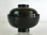 Japanese Lacquerware Lidded Bowl Vtg Urushi Green Red Owan Soup Rice LB17