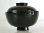 Japanese Lacquerware Lidded Bowl Vtg Urushi Green Red Owan Soup Rice LB18
