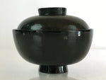 Japanese Lacquerware Lidded Bowl Vtg Urushi Green Red Owan Soup Rice LB18