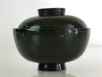 Japanese Lacquerware Lidded Bowl Vtg Urushi Green Red Owan Soup Rice LB18