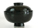 Japanese Lacquerware Lidded Bowl Vtg Urushi Green Red Owan Soup Rice LB19