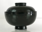 Japanese Lacquerware Lidded Bowl Vtg Urushi Green Red Owan Soup Rice LB20