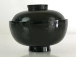 Japanese Lacquerware Lidded Bowl Vtg Urushi Green Red Owan Soup Rice LB20