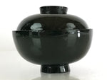 Japanese Lacquerware Lidded Bowl Vtg Urushi Green Red Owan Soup Rice LB21