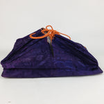 Japanese Large Storage Bag Vtg Kimono Carry Bag Hard Bottom Plate Purple KB21