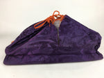 Japanese Large Storage Bag Vtg Kimono Carry Bag Hard Bottom Plate Purple KB21